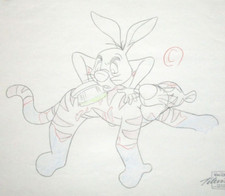 TIGGER RABBIT - WINNIE THE POOH WALT DISNEY 1990s ORIGINAL PRODUCTION DRAWING picture