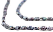 Iridescent Purple Vintage Japanese Rice Pearl Beads 3mm Multicolor Oval picture