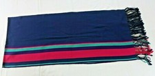 Mexican Oaxaca Table Runner Purple Pink Blue Stripes Fringe Handmade 77