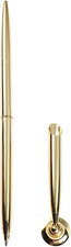 Gold Pen and Pen Stand round Pen Holder Signing Set Metal Attached to Desk Base picture