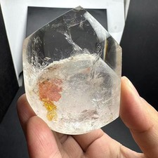 220g Natural White Quartz Carved Palm Crystal Energy Reiki Healing picture