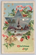 Raphael Tuck Christmas Snows Postcard Church Bells Holly Embossed No. 503 picture