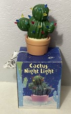 Vintage (1988) Ceramic Christmas Lights Lit Cactus 9” picture