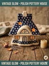 Polish Pottery House Luminary Manufaktura Boleslawiec Tealight Candle Holder picture
