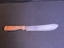 Vintage Lifetime Cutlery Old Homestead Wooden Handle Fixed Blade Butchers Knife picture