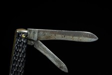 Vintage Winchester USA 2 Blade Pen Knife Likely Pre-WWII Jigged Handles Cracked picture