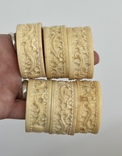 Antique Chinese Carved Bovine Horn Napkin Rings  picture