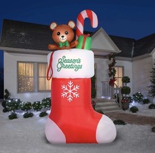 HUGE 12' Christmas Stocking - Teddy Bear Inflatable - Indoor/Outdoor NEW picture