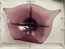Viking Glass STINGRAY Divided Bonbon Dish Amethyst Purple HTF *glows* 10” picture