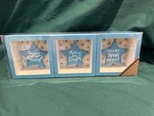 3 QTY Hobby Lobby 2017 Christmas INDIVIDUAL DECOR/BLUE  3 1/2 X 3 1/2   NEW picture