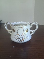 Vintage Lefton China White With Gold Wheat Pattern Sugar Bowl No Lid # 20595... picture
