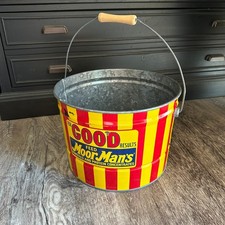 Vintage MoorMan's Feed Bucket 4 Gallon Galvanized Metal Farm Advertising picture