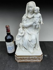 Antique XL 19thc french bisque porcelain Sculpture MAdonna JEsus Saint John rare picture