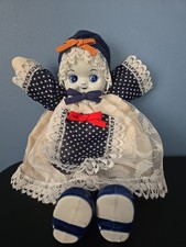 Vintage Chinese Girl Doll Blue White Porcelain Head Hands & Feet Kewpie Style picture