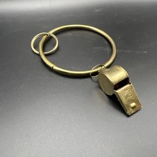 Vintage Brass Jailer's Whistle Key Ring picture
