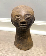 Ghana Akan African terracotta funeral head Nsodie clay tribal art picture