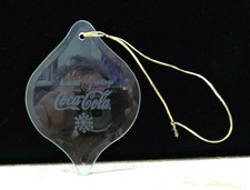 Coca-Cola Season's Greetings Etched Glass Christmas Ornament Holiday Coke picture