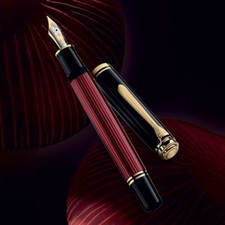 Pelikan Souveran M800 Fountain Pen - Black-Red F Nib fine picture