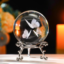 HDCRYSTALGIFTS 3D Butterfly Crystal Ball Paperweight 2.36In(60Mm) Glass Decorati picture