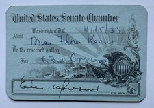 Vintage 1954 US Senate Chamber Gallery Pass 83rd Congress Estes Kefauver TN picture