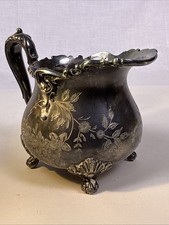 Antique Meriden Silverplate Co. 1466C Creamer Etched Floral. Late 1800’s picture
