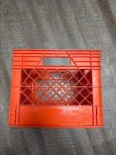 Vintage WAWA Orange Solid Plastic Square Milk Container Carrying Crate 13X13x11 picture