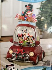 Disney Holiday Water Spinning Car Snow Globe Mickey Mouse Minnie Goofy picture