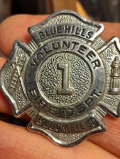 Blue Hills Volunteer Fire Dept Bloomfield Maltese Cross Pinback Badge #1 picture