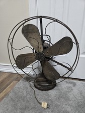Antique Old General Electric GE Type AOU 4 Brass Blade Oscillating Desk Fan 16” picture