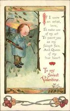Ethel DeWees Nister Valentine Child Painter Paint Palette Brush c1910 Postcard picture