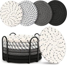 Coasters Set of 8 with Holder - Absorbent Ceramic Drink Mats Cork Base for Table picture
