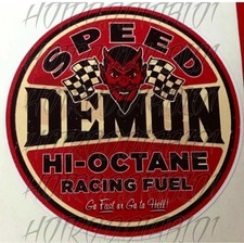 2- SPEED DEMON  HOT ROD RAT FINK BIKER MOTORCYCLES TOOLS STICKERS  4in. picture