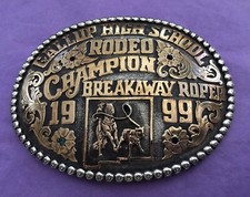 VTG 1999 Gallup NM HS Rodeo Champion Breakaway Roper Trophy Concho Belt Buckle picture