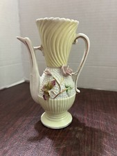 Pink Rose Bud Vase White China Pitcher Bud Vase Vintage picture