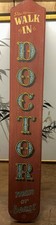 Yorkraft Walk In Doctor Man Or Beast Wood Sign 1960s Novelty Carnival Art 35”x5” picture