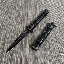 9” Black Rose Flower Tactical Spring Assisted Open Blade Folding Pocket Knife picture