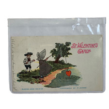1910 Antique Valentine's Day Postcard St. Valentine's Catch Heart Fishing picture