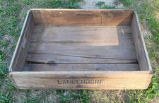 Vintage 1940s Langendorf Wooden Bread Delivery Crate Tray Bakery Advertising picture