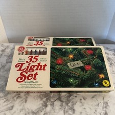 Set Of 2 Vtge GE Merry Midget Christmas 35 Multicolor Lights Set Indoor/Outdoor picture