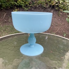 1 Pc. Portieux Vallerysthal Blue Opaline Glass Champagne Sherbet Goblets French picture
