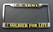 Army Soldier for Life Chrome Plated License Plate Frame 6.25 x 12.25 inches picture