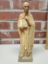Antique Vintage Chalkware Statue Of St. Ignatius Of Loyola 10” Tall picture