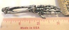 skeleton arm/hand pin vintage collectible old biker vest pinback skull bone picture