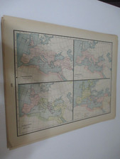 ANTIQUE MAP  THE ROMAN EMPIRE ,TRAJAN,AUGUSTUS  CRAM'S  ATLAS 1905  11.5 X 14.5 picture