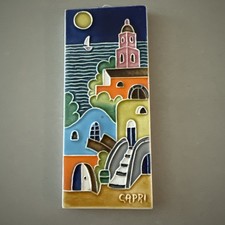 Italy Capri Ceramic Wall Plaque Tile Souvenir Sea Boat Coastal 7x3 Art picture