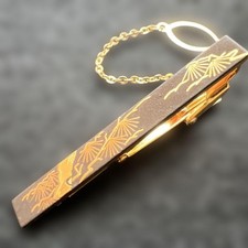 Japanese Traditional Crafts/K18Gp Engraved Higo Inlaidneck Tie Pin Mt. Fuji Mats picture