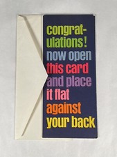 Vintage Congratulations Open Card Place Against Your Back Card 9x4