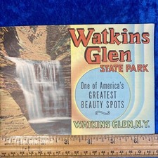 1948 WATKINS GLEN NY State Park Seneca Lake SOUVENIR BOOKLET withPics Curt Teich picture