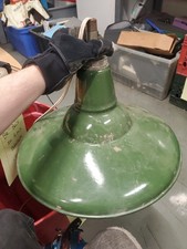 INDUSTRY VTG GREEN PORCELAIN ENAMEL HANGING LIGHT /Westinghouse picture