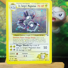 Pokemon TCG Lt. Surge's Magneton 8/132 Gym Heroes Holo Rare  with swirl picture